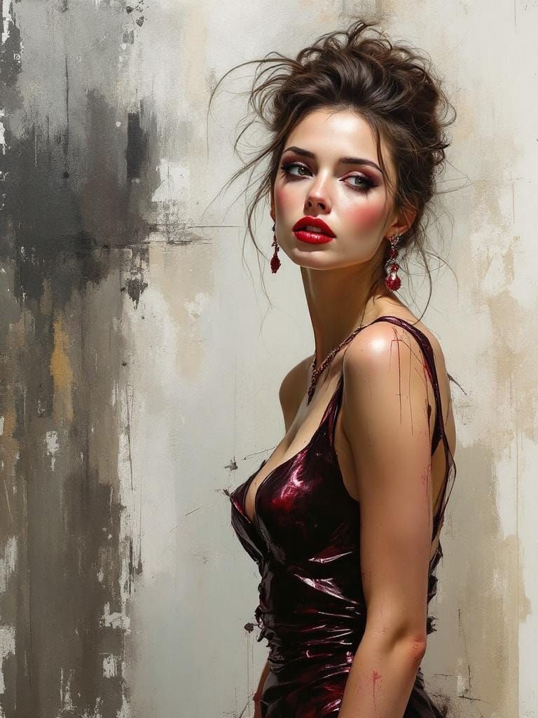 Italian Pin-Up in Expressive Charcoal Style