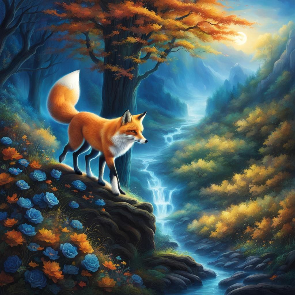 Blue Spirit Fox Enters Human Realm
