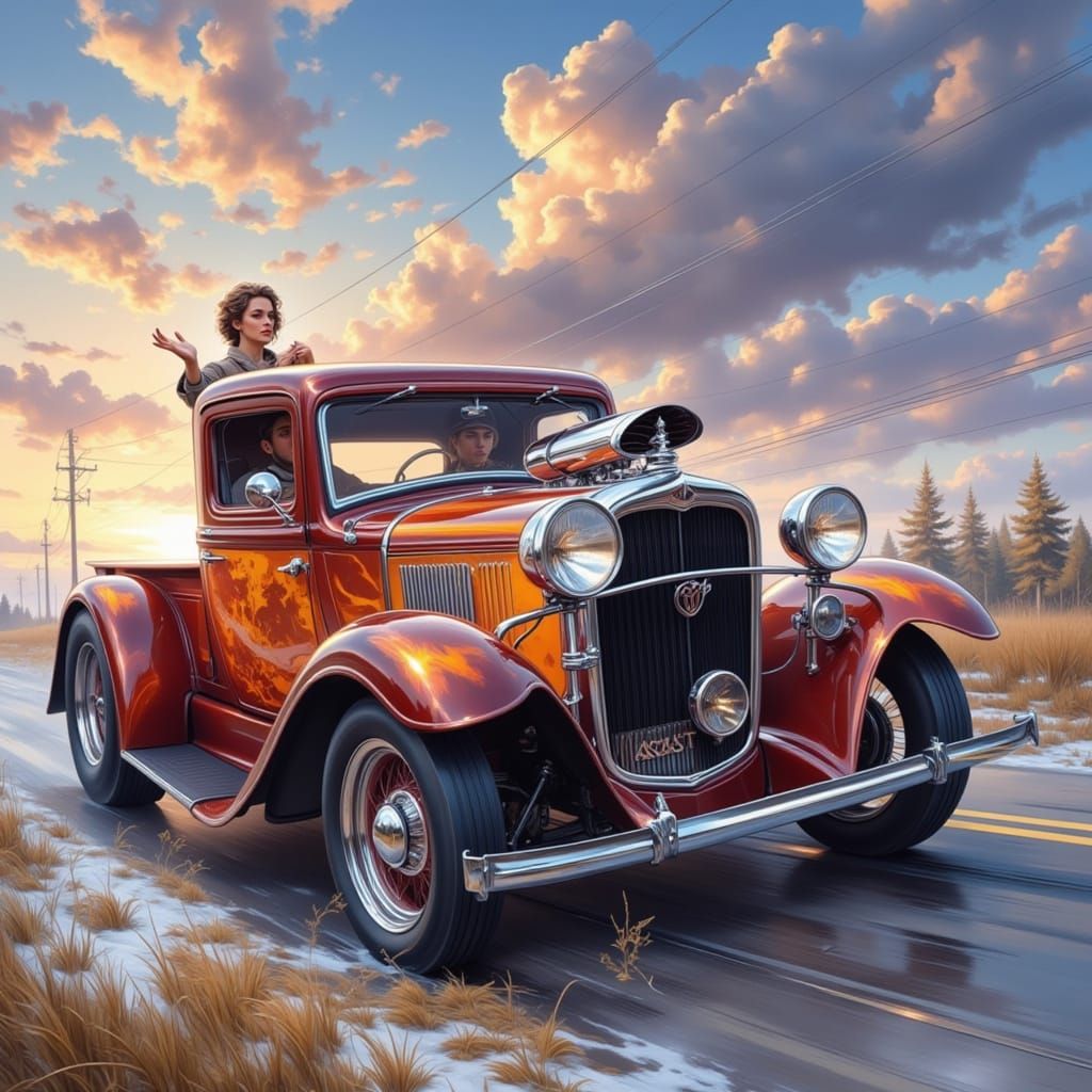 Sunday Hotrod in Holographic Style