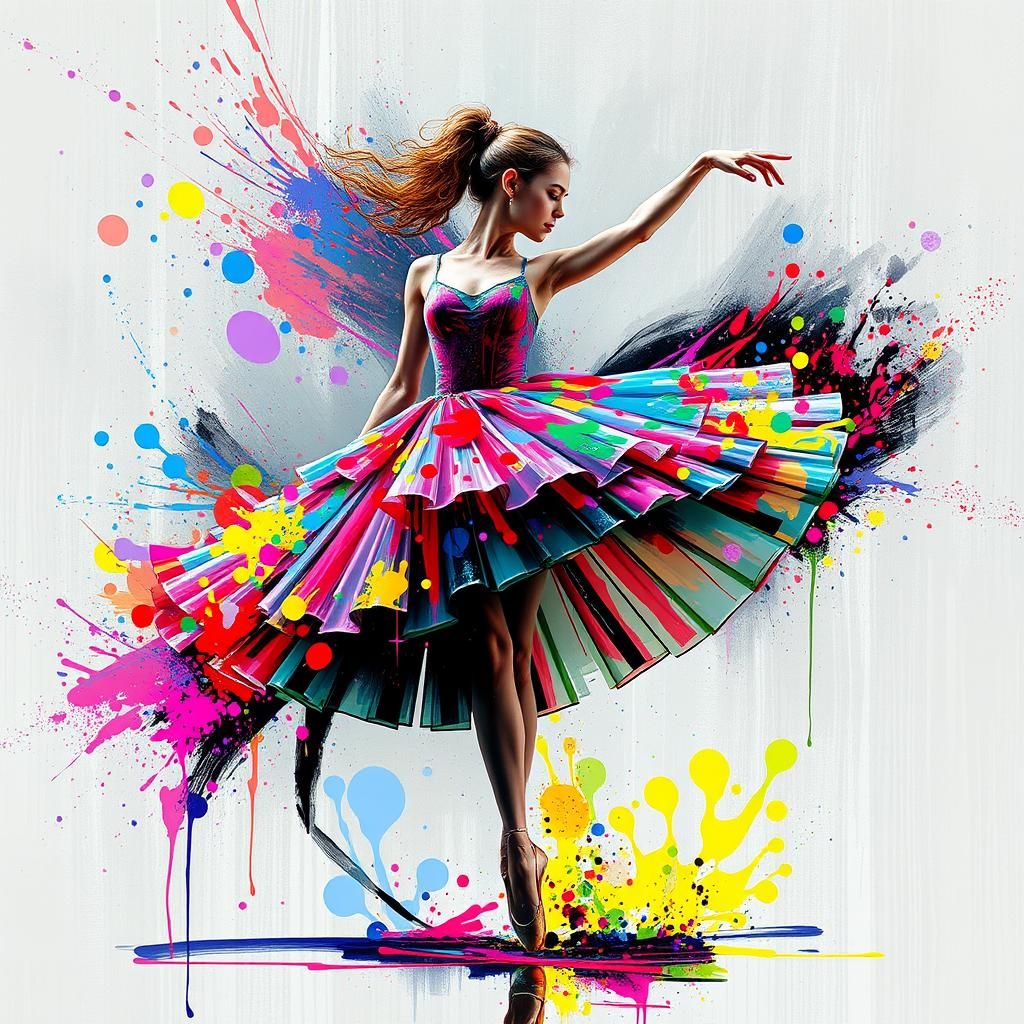 Ballerina's Dance: An Impressionistic Street Art Fusion