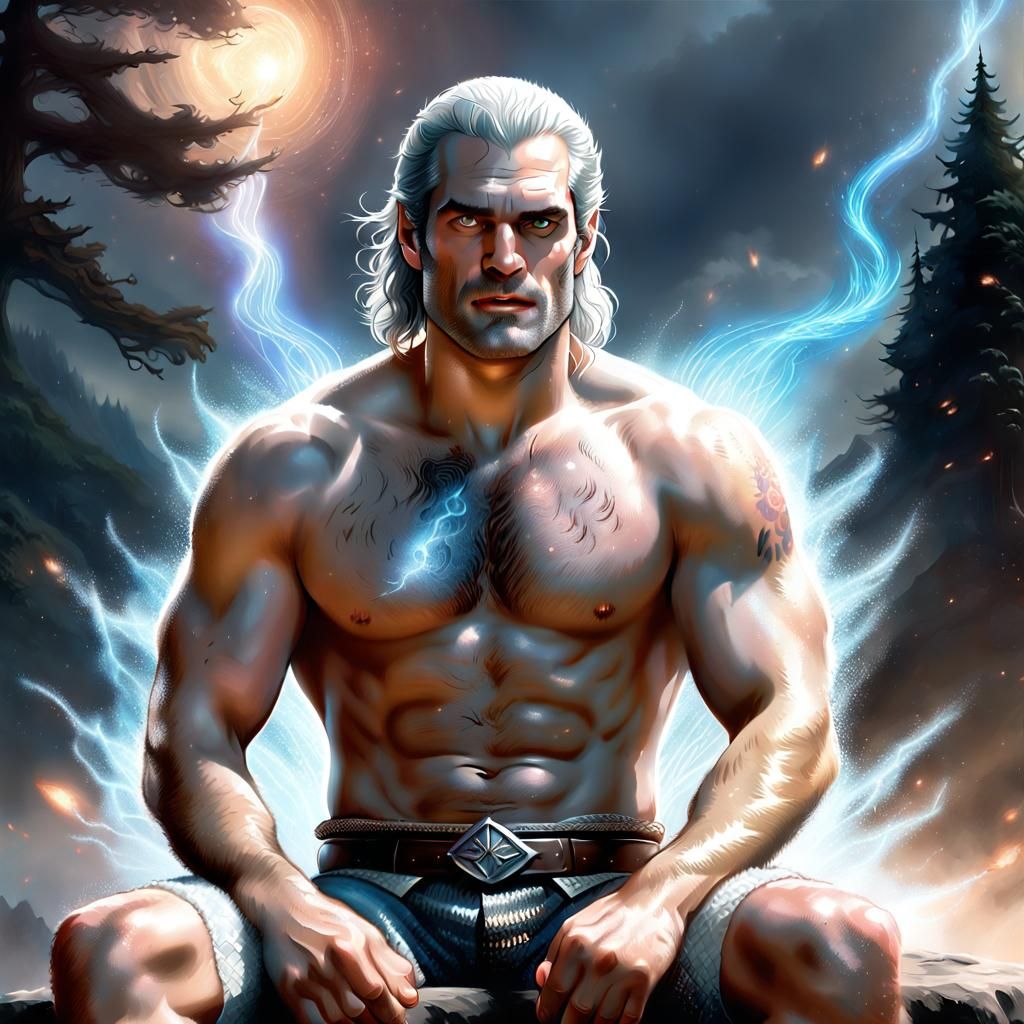 Geralt of Rivia: Ethereal Fantasy Portrait