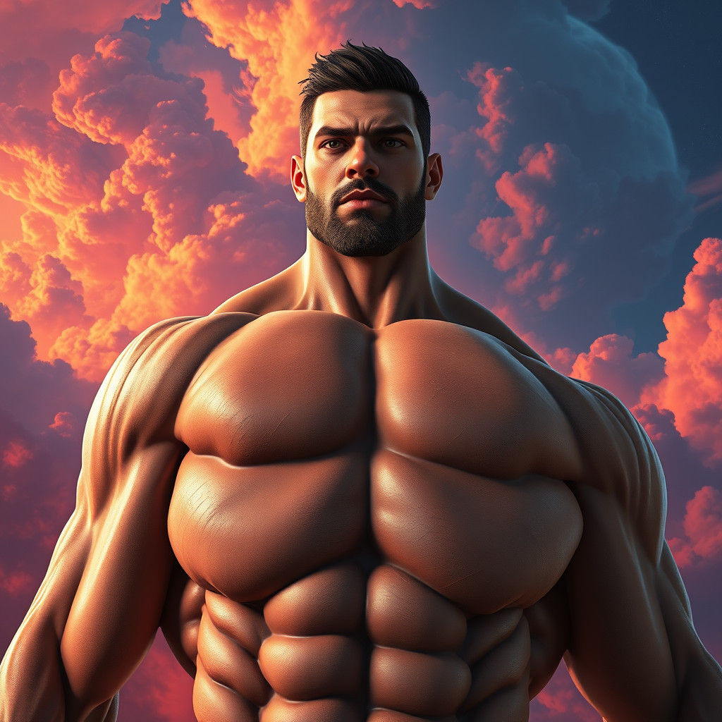 Imposing Muscular Man in Fantasy Art Style