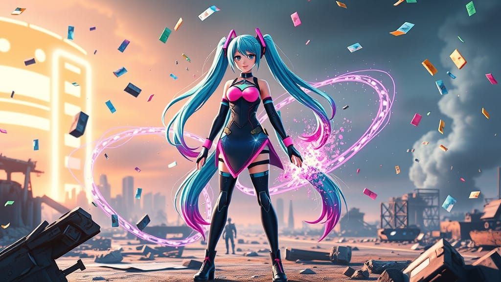 Hatsune Miku Celebrates Victory Royale in a Futuristic Fortn...