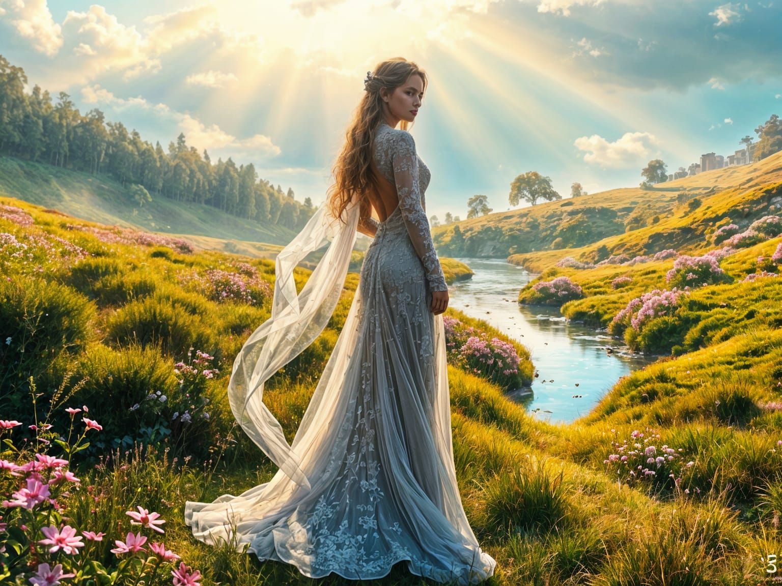 Glowing Snowflake with Iridescent Hues