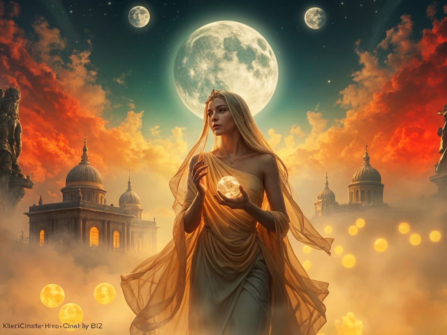 Iridescent Snowflake with Golden and Rainbow Hues