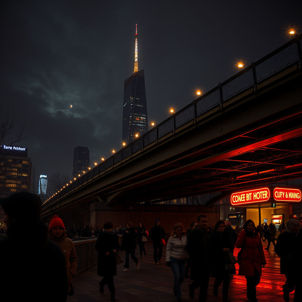 Hyperrealistic Underpass Scene with Neon Lights