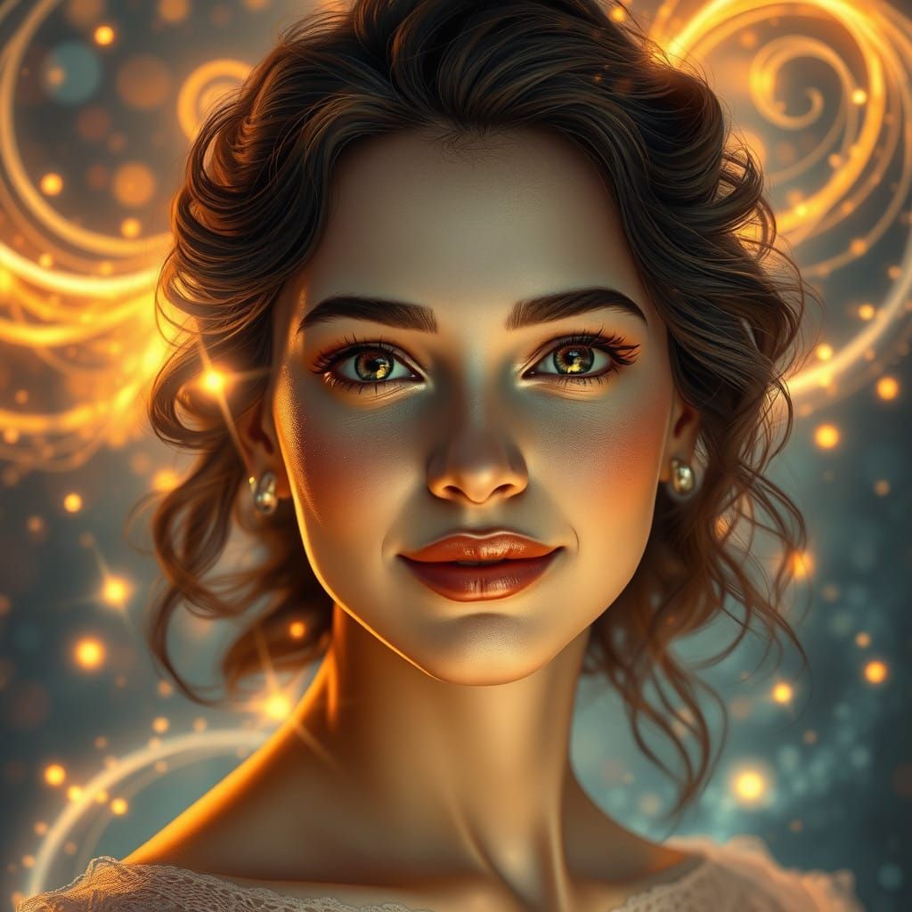 Dreamlike Portrait of a Woman Embracing Self-Love