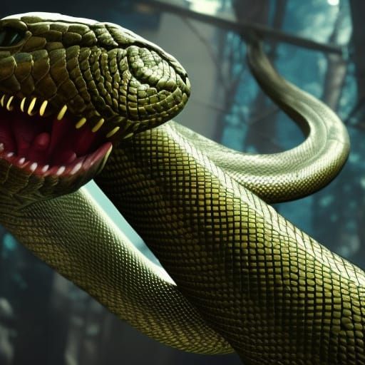 Detailed Snake in 3D Game Cinematic Style