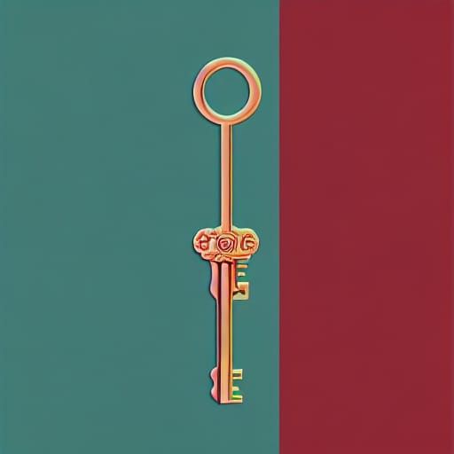 Vintage Red Skeleton Key Illustration