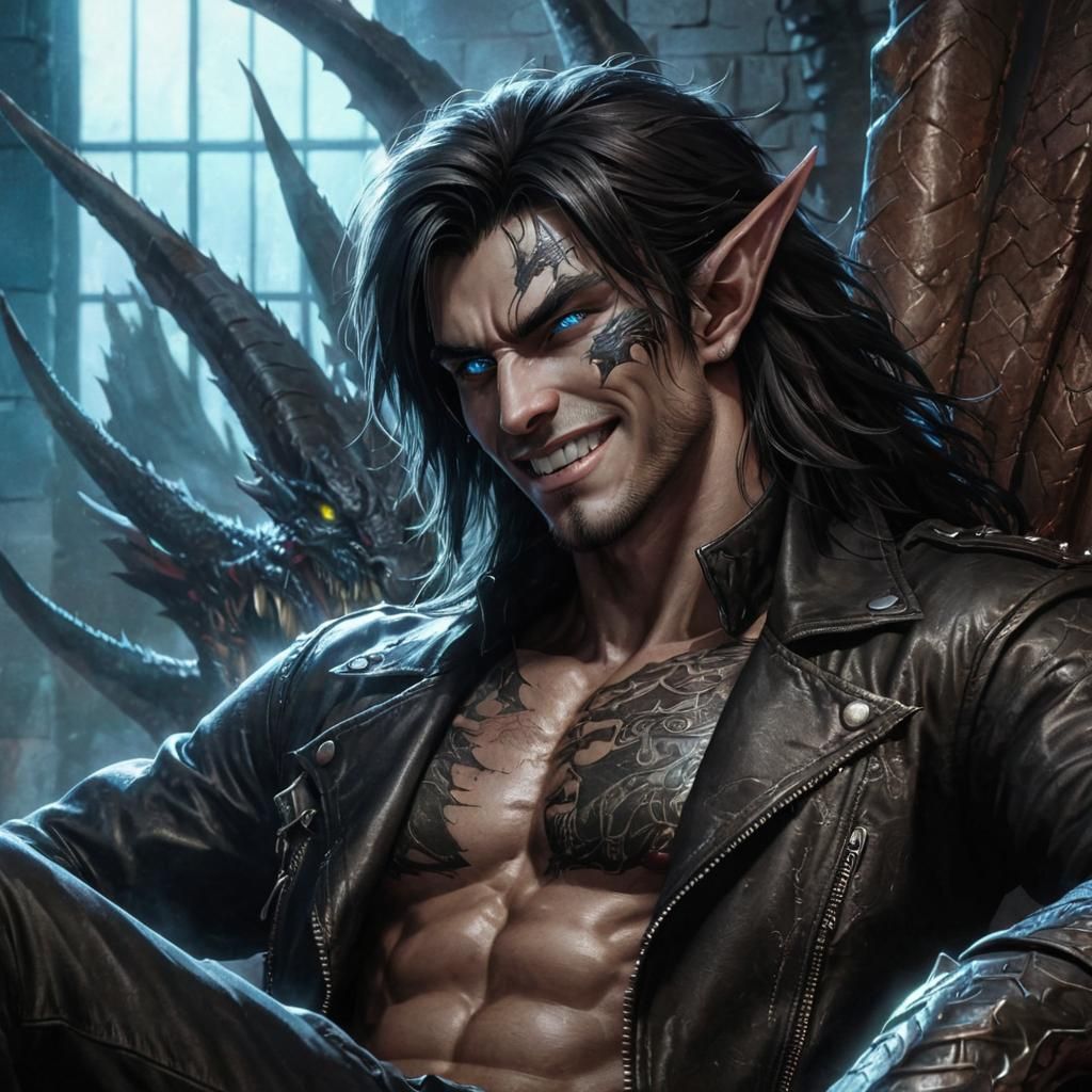 Demon King Warlord on Throne in Dragon Form