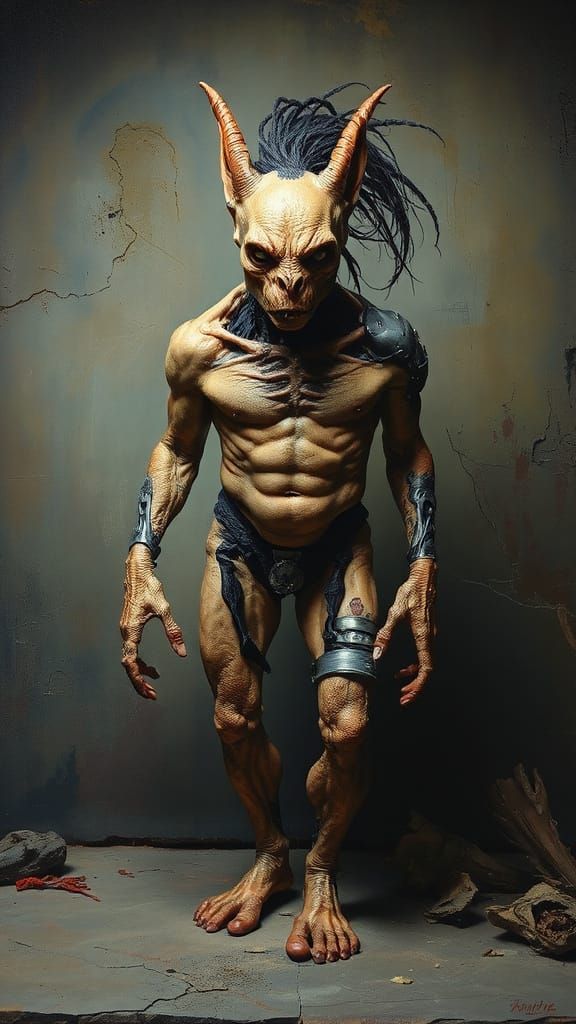 Grotesque Transformation: A Dark Surrealist Creature