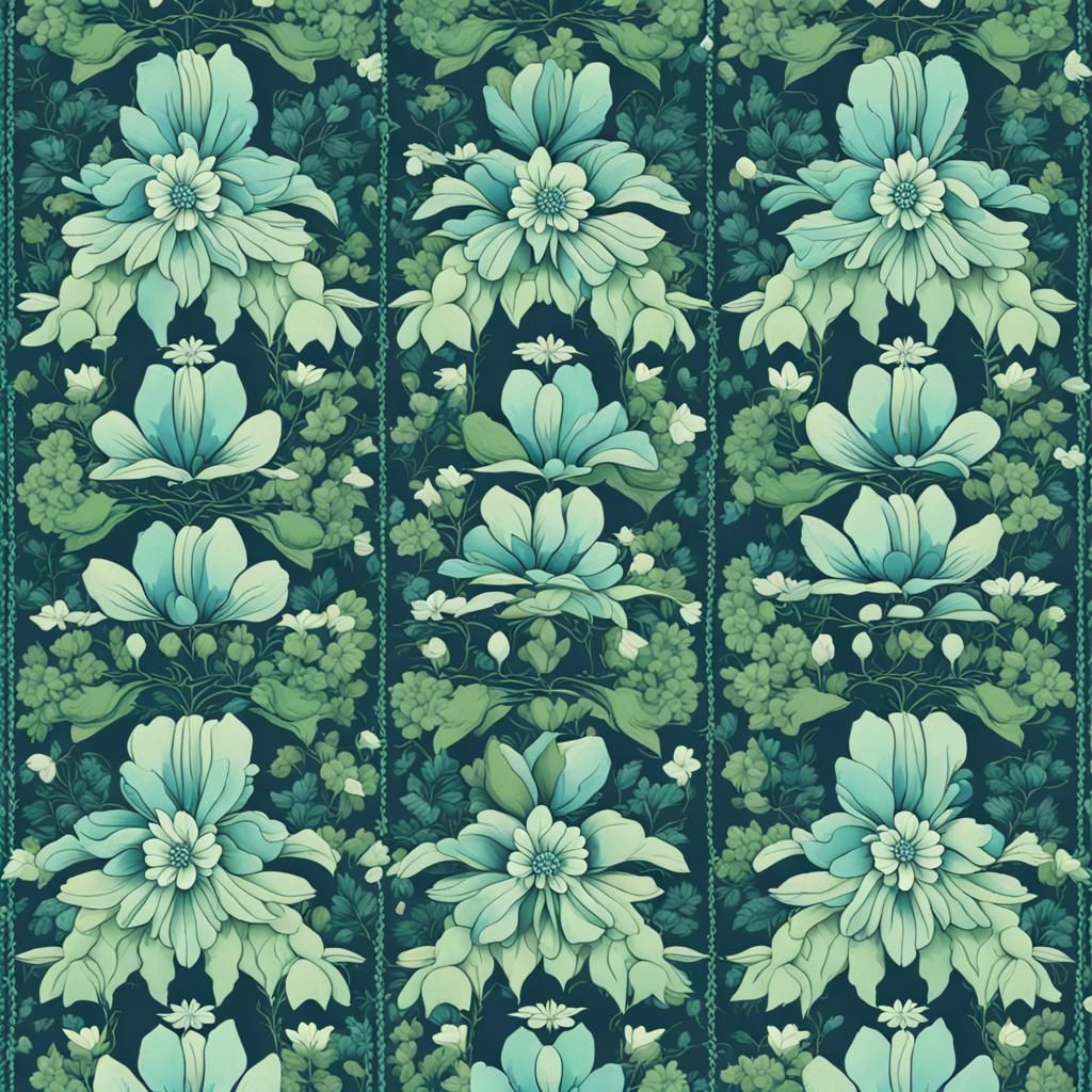 Blue and Green Floral Pattern Design