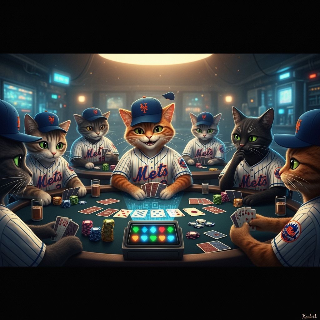 Cats Play Poker in Neon-Lit, Cinematic Style
