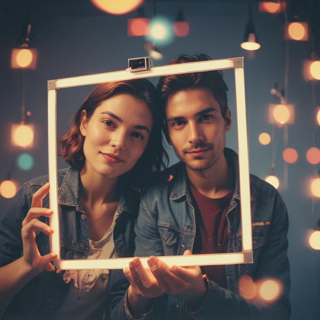 People Taking a Photo Together in Digital Art Style