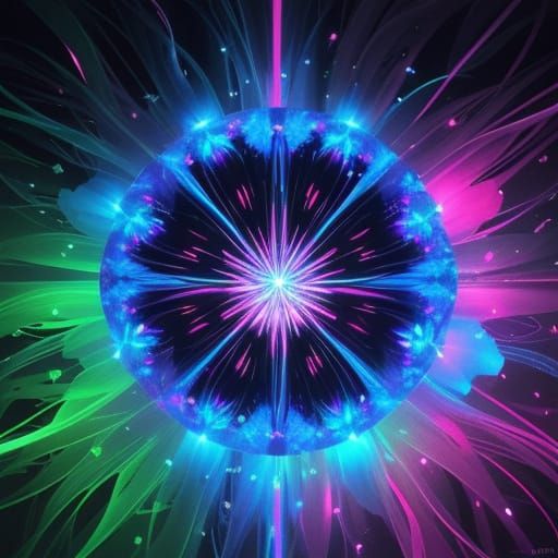 Glowing Floral Bloom in Neon Surrealism