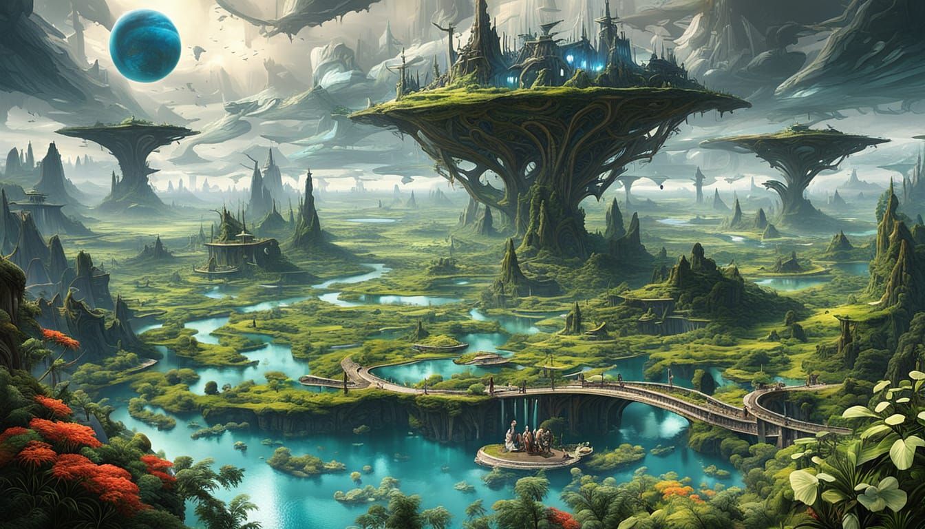 Gas Planet Islands With Strange Life