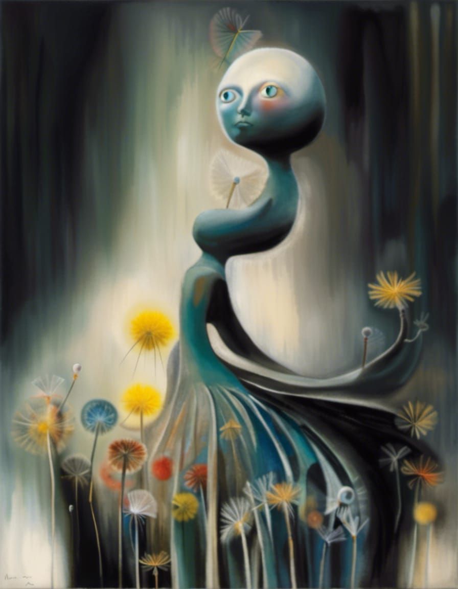 Dandelion Dreamscape with Winged Fairies