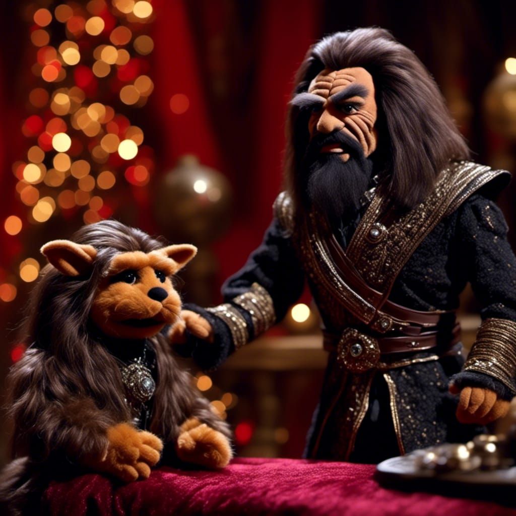 Adorable Plush Klingon with Pet: Detailed 16k Render