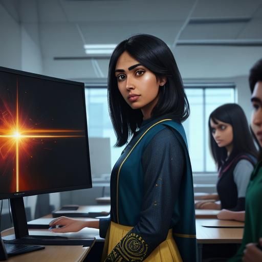 Ayesha Presents AI Program in Cartoon Style