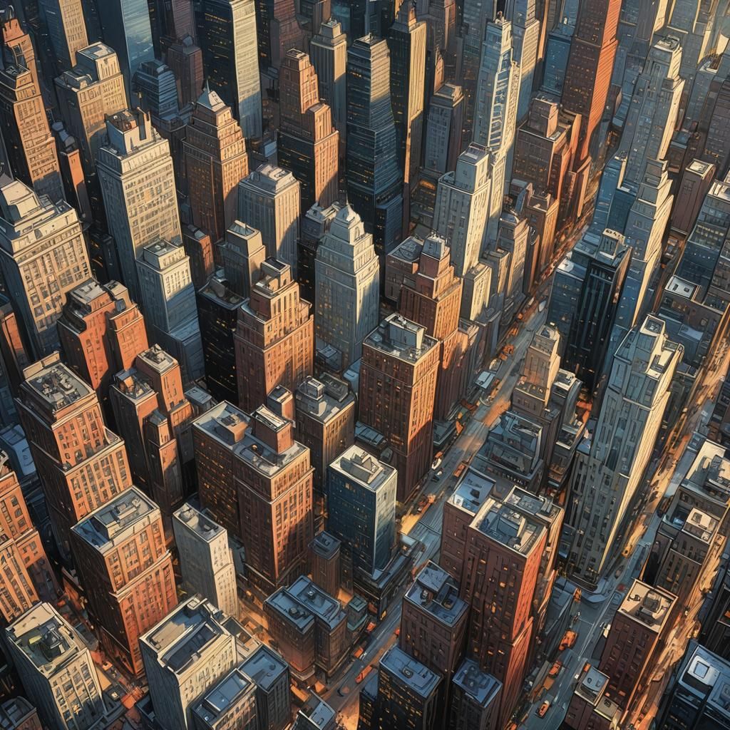 New York City in Comic Book Art Style