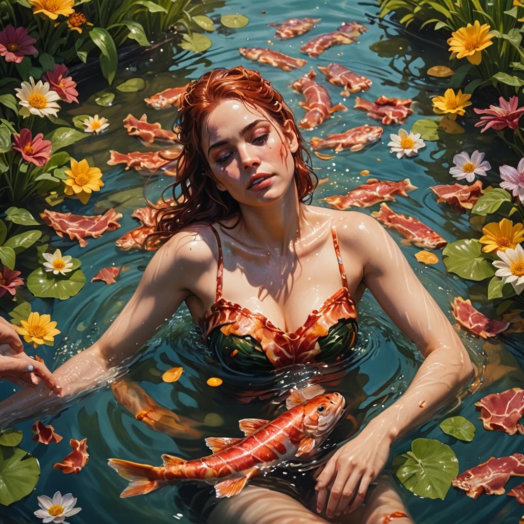 Vibrant Woman in the Garden of Indulgence