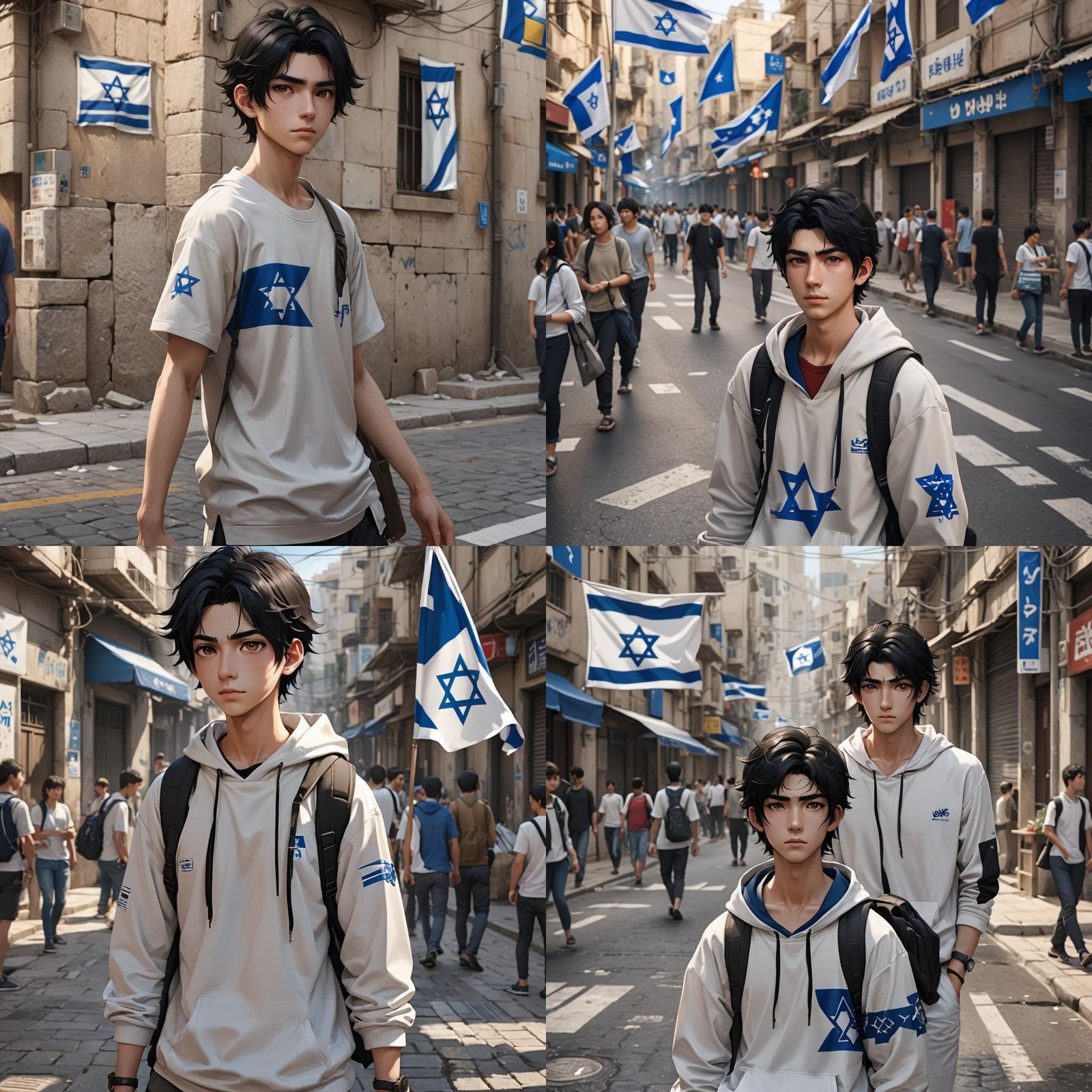 Anime Style Image of Boy with Israeli Flag