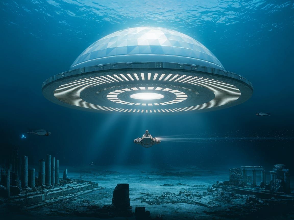 Futuristic Underwater City Protected by Dome