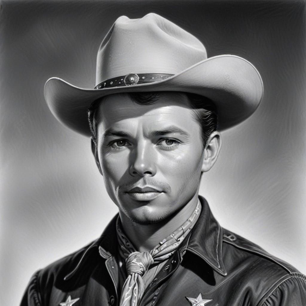 Classic Portrait of a Legendary Cowboy in Charcoal