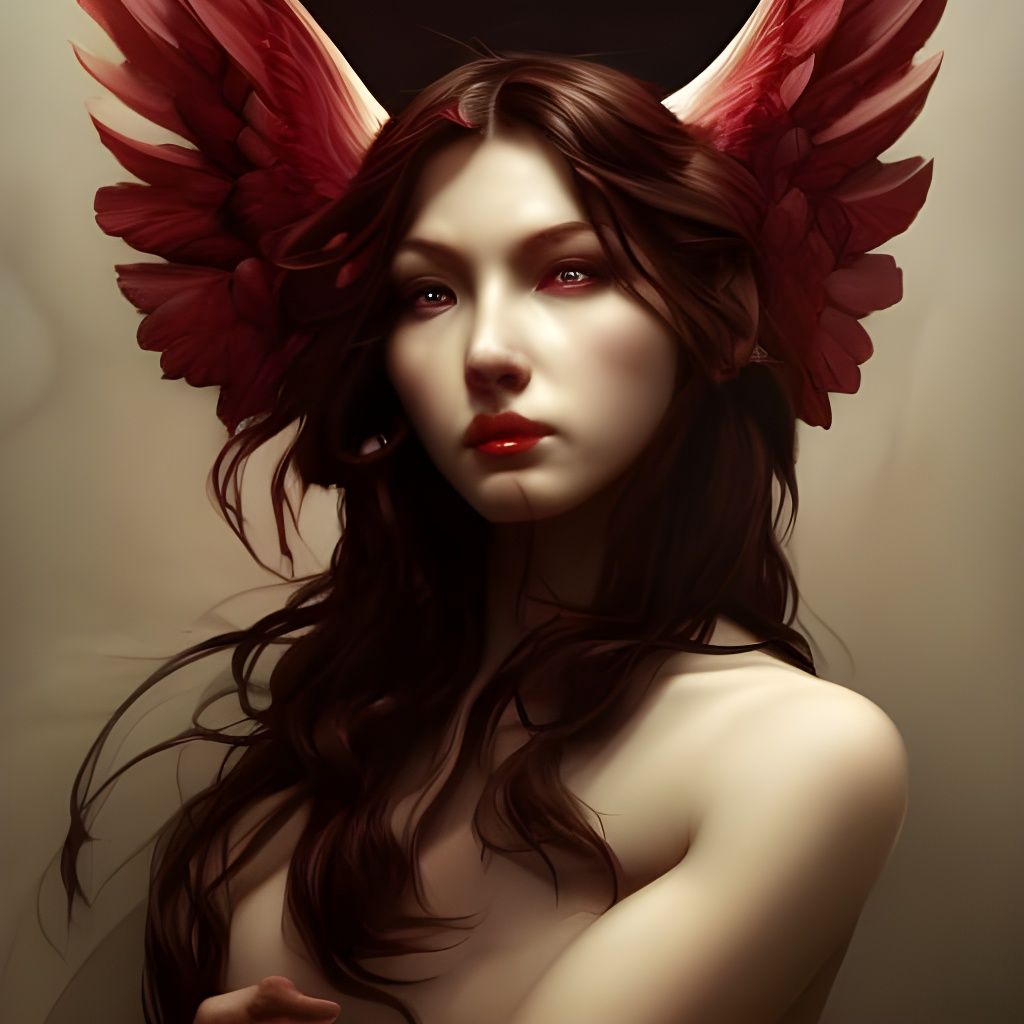 Demonic Cupid Portrait in Hyperdetailed Style