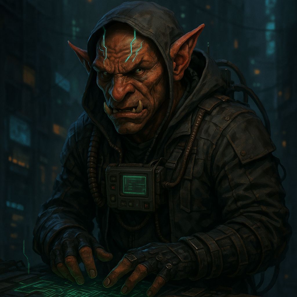 Shadowrun Hobgoblin Technomancer in Cyberpunk Style