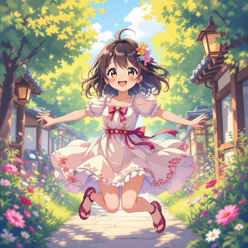 Anime Girl Jumping in MAPPA Style