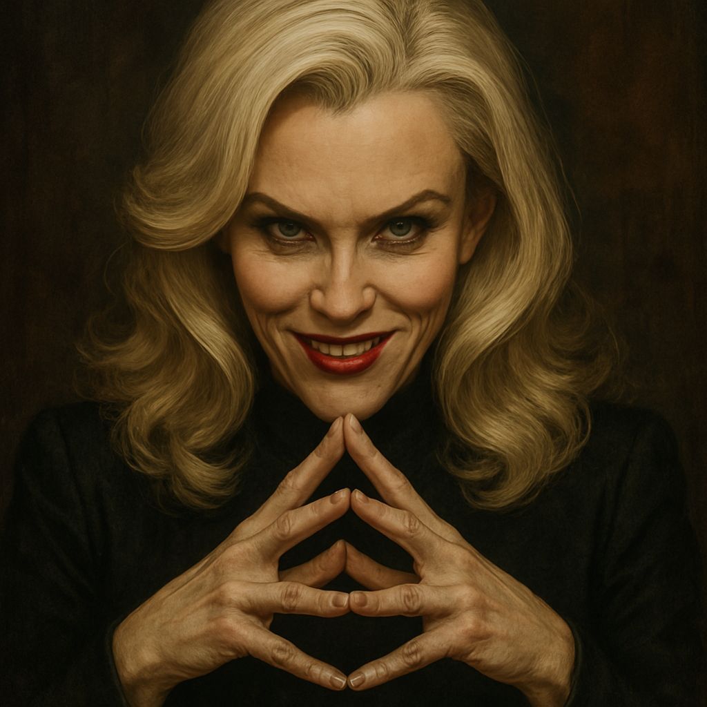 Evil Jenny McCarthy Portrait with Scheming Gaze