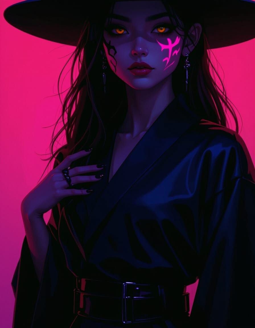 K-Pop Demon Hunter with Dark Fantasy Demonic Marks