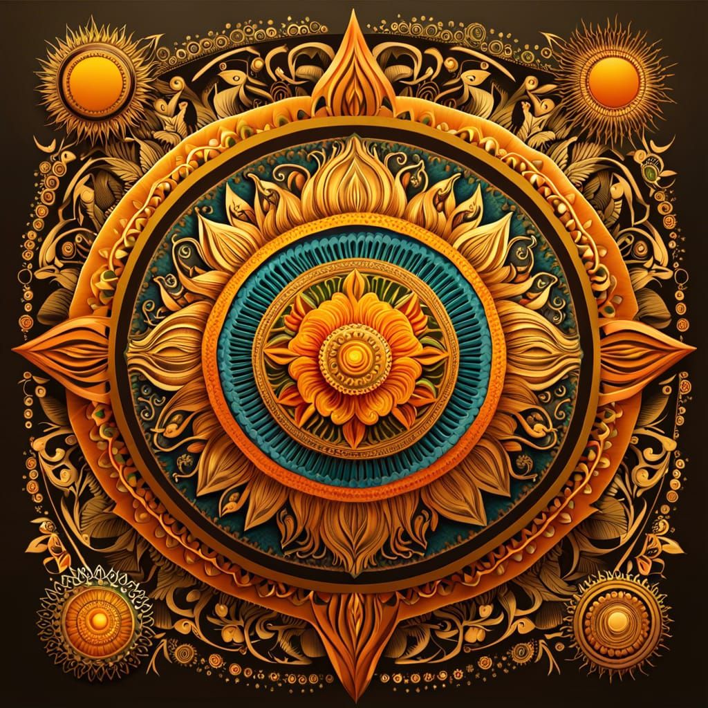 Complex Summer Sun Mandala Design
