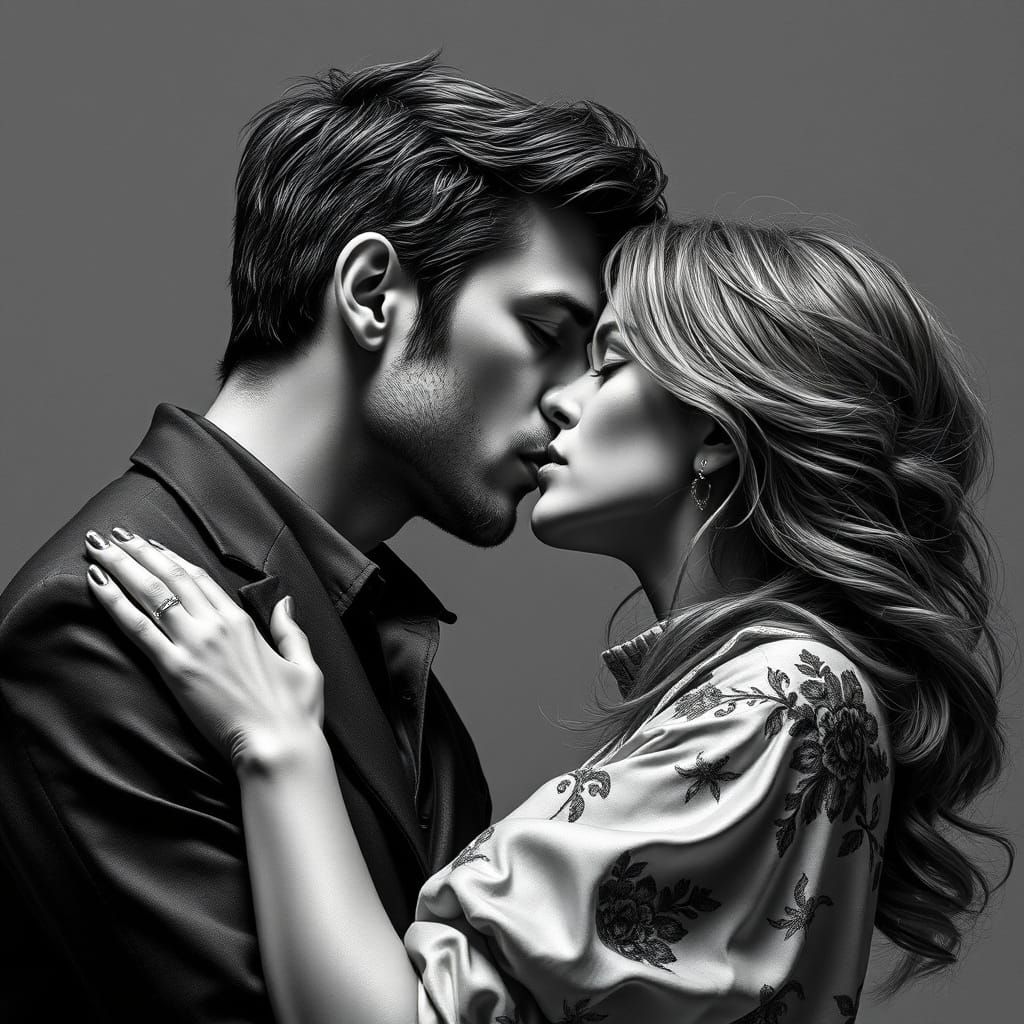 Ethereal Grayscale Romance in Photorealistic Detail