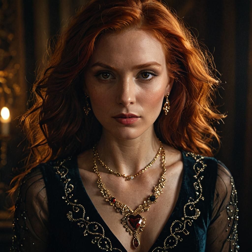 Dark Fantasy Portrait of a Red-Haired Woman