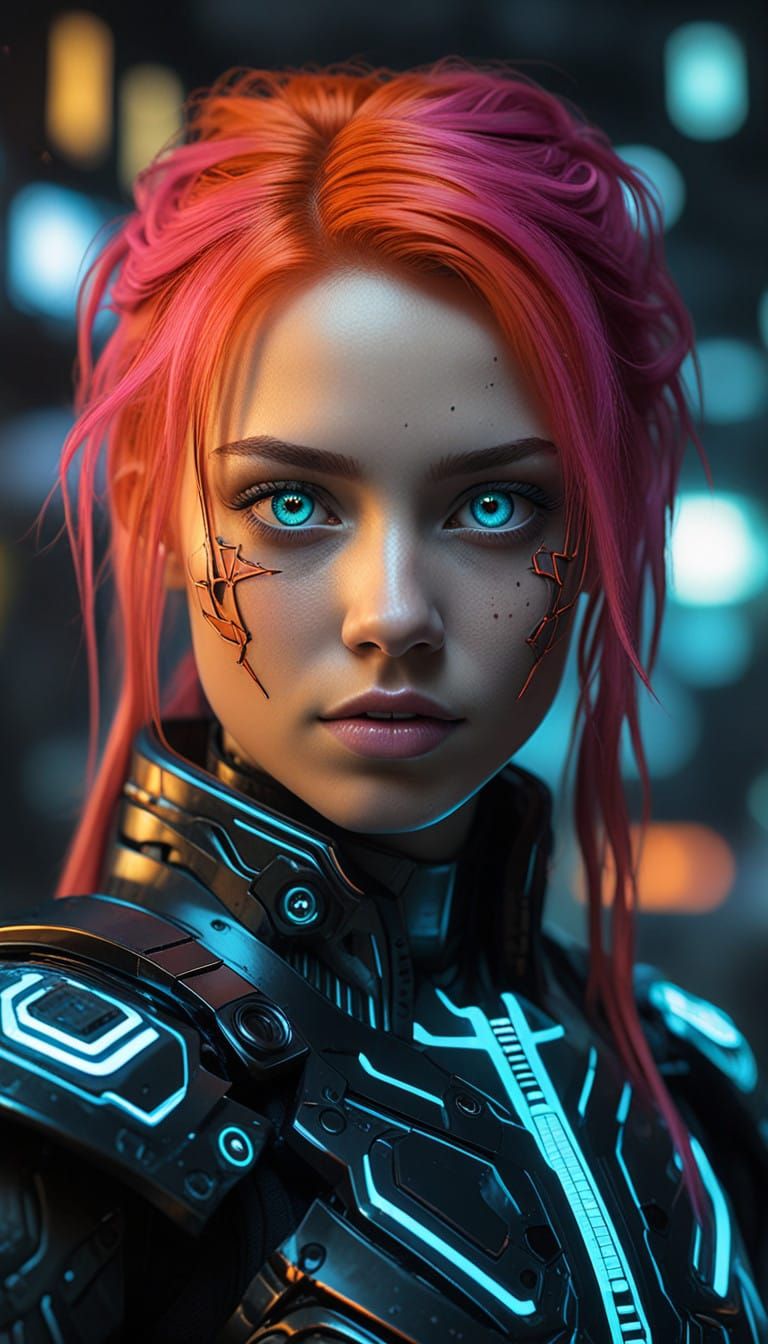 Cyberpunk Horror Cyborg in a Post-Apocalyptic World