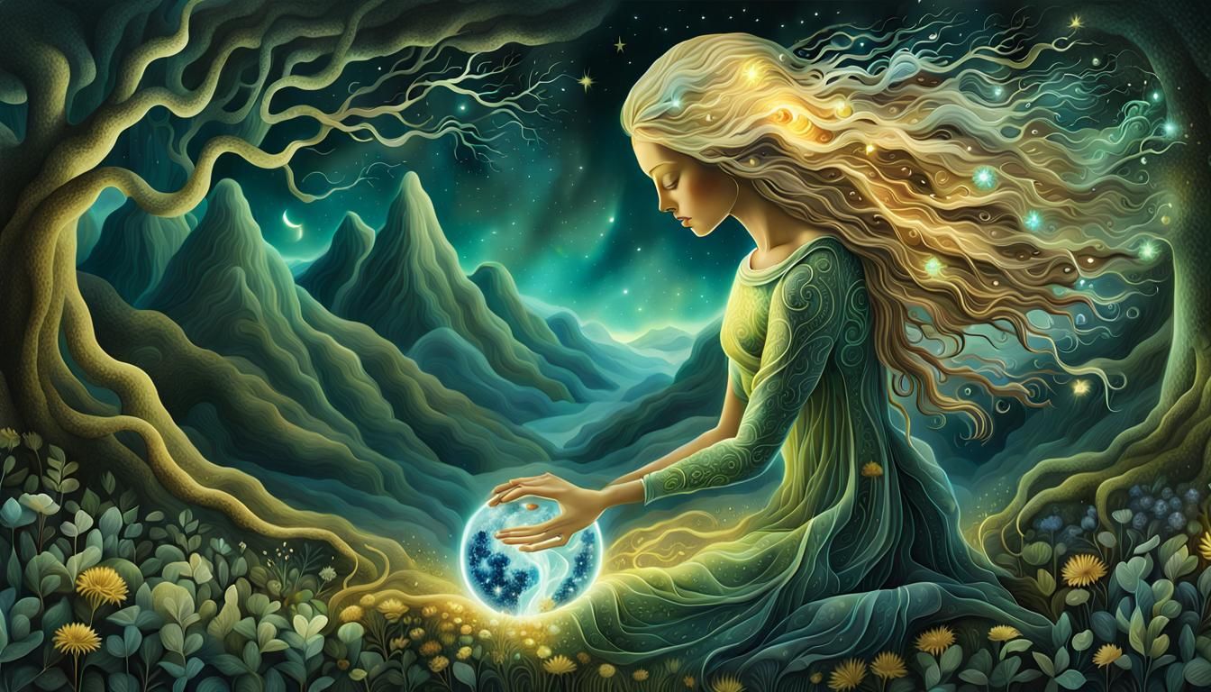 Glowing Mother Nature Bio Art Collage in 8K