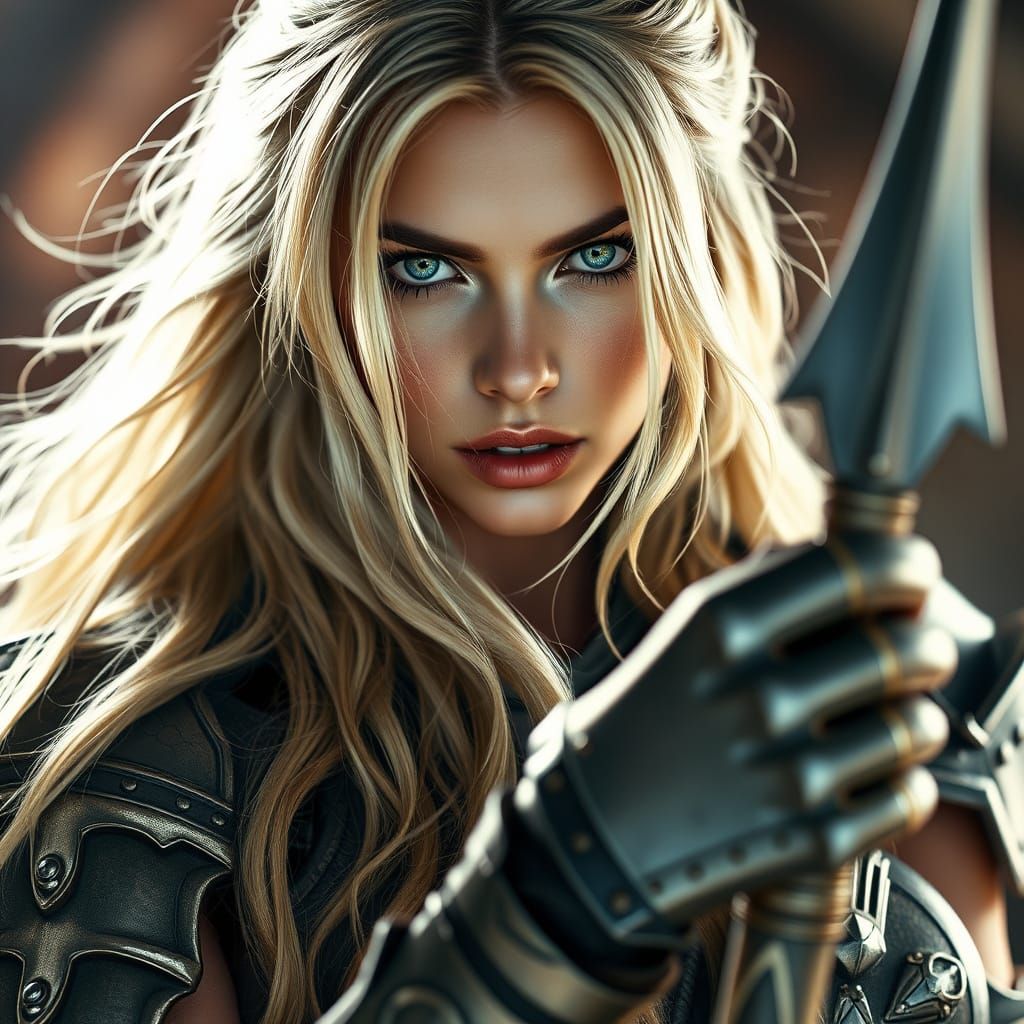 Valkyrie Pin-Up with Dramatic Lighting in Hyperrealistic Sty...