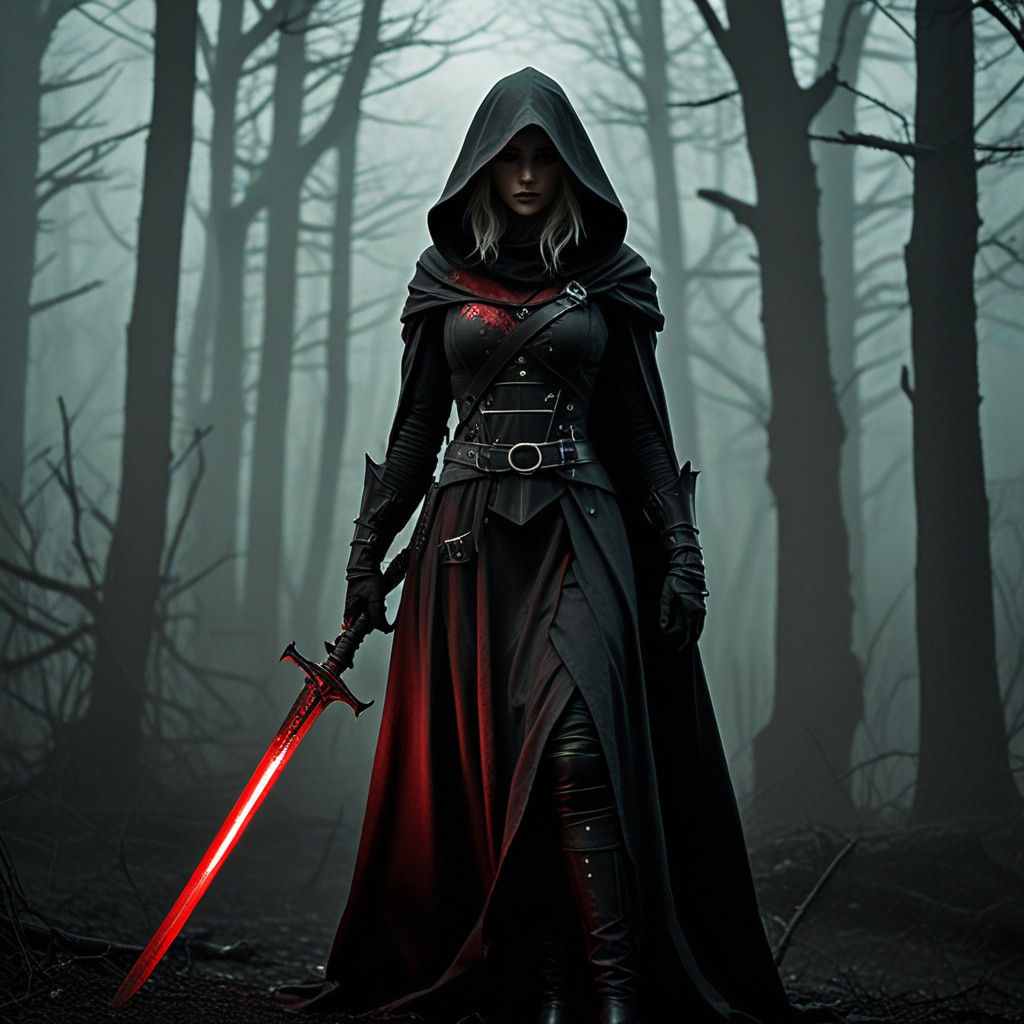 Dark Fantasy Warrior Eladia Emerges from Shadows