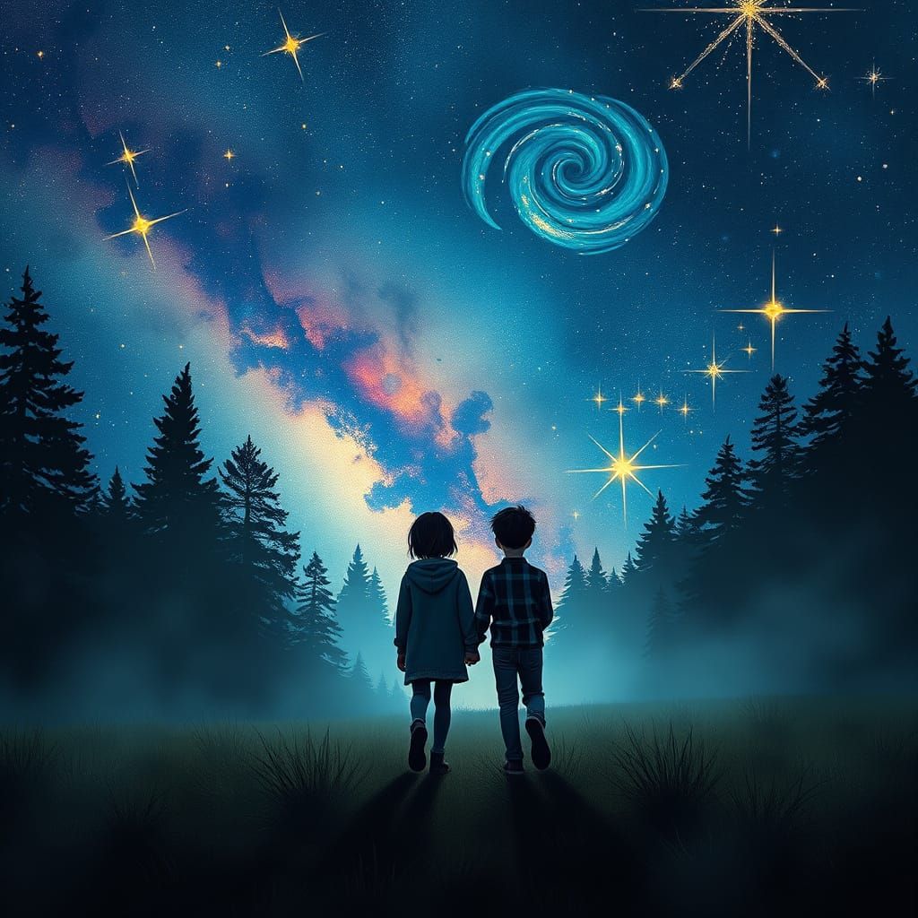 Celestial Woodland Romance in Double Exposure