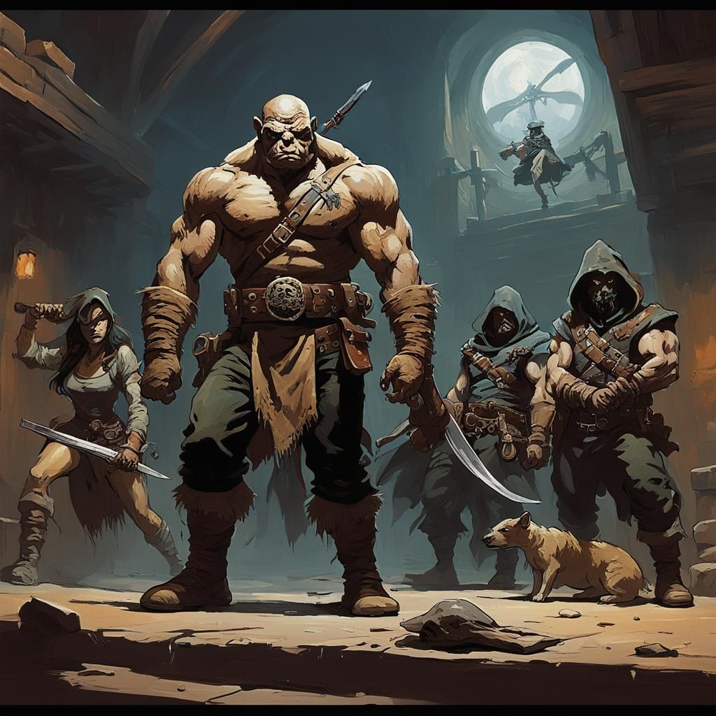 Fantasy Thug, Assassin, and Rogue in Frazetta Style