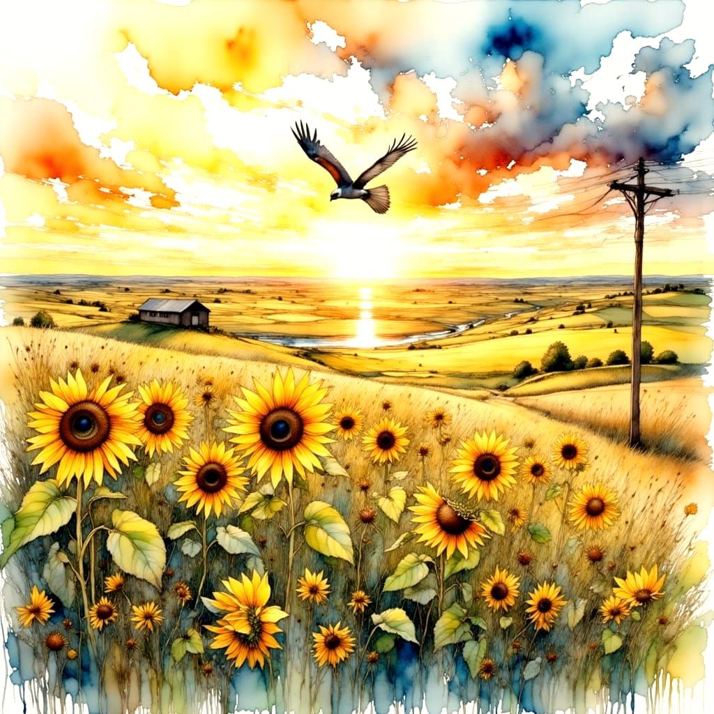 Rolling Prairies of Golden Hour Kansas