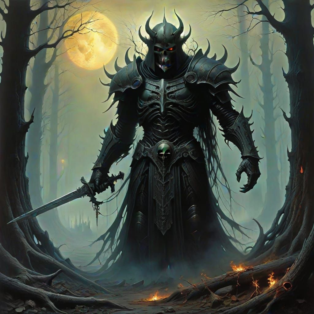 Dark Fantasy Warrior in Gothic Plate Armor