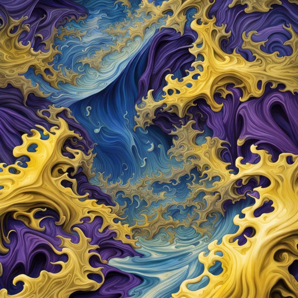 Surreal Blue Waves Crashing on Sulfur Rocks