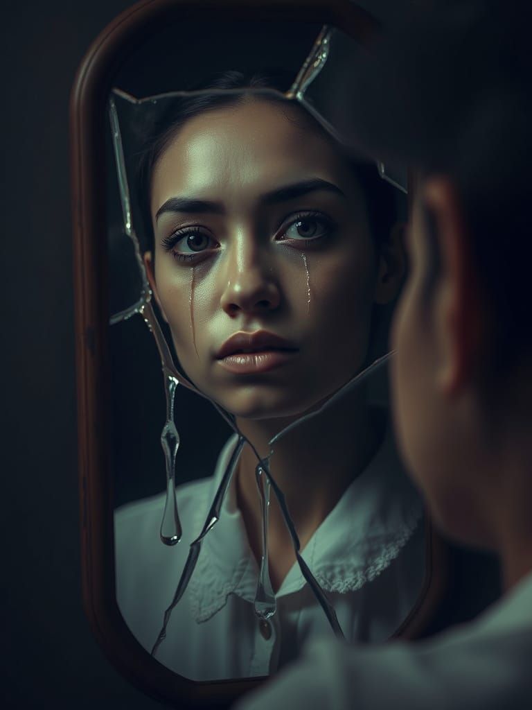 Emotional Reflection in Cracked Mirror