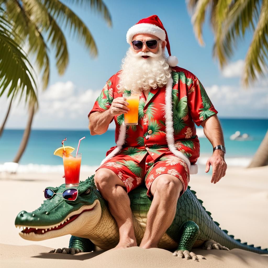 Santa Claus on Beach Vacation