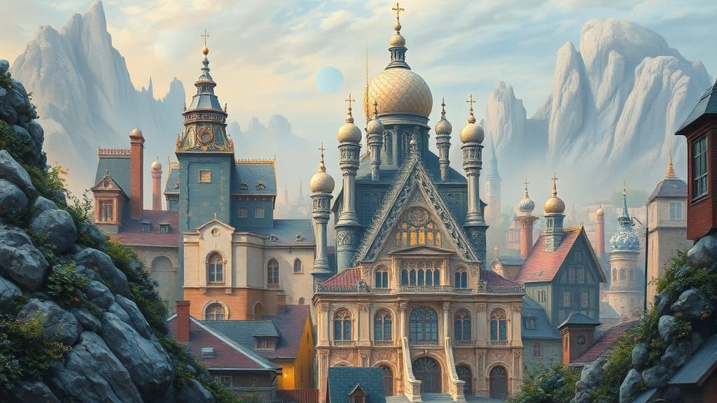 Dreamy Impressionist Cityscape with Quilling Details