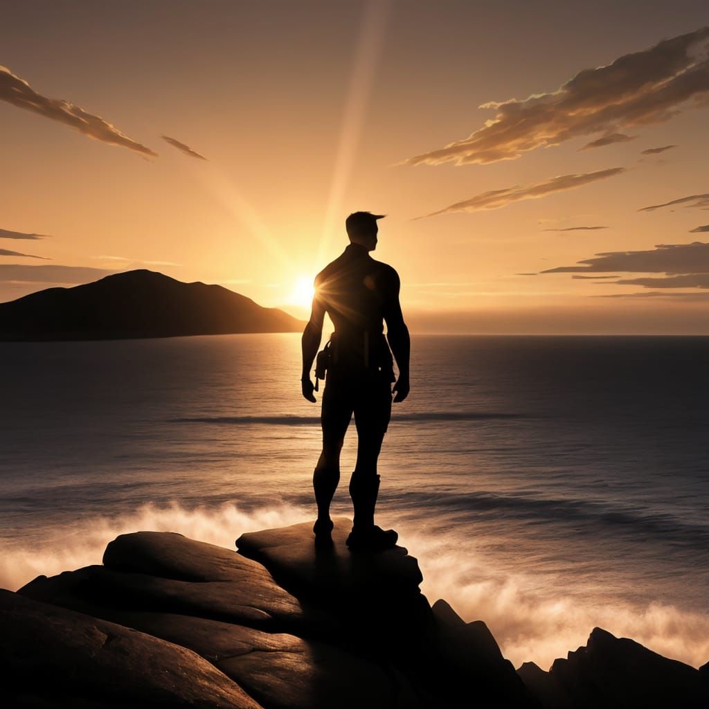 Golden Sunset with God Rays Illumination