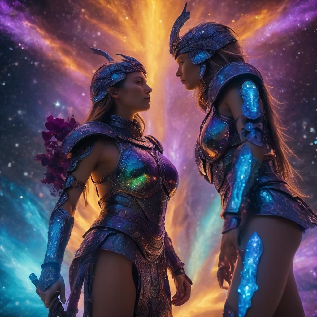 Female Warriors in Astral Armor: Macro Photography
